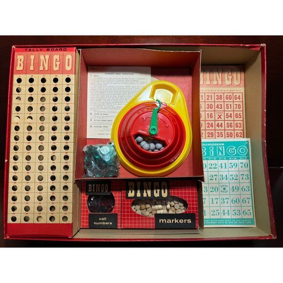 Original Box Vintage Tucker Toy Automatic Bingo Game Complete Nice Condition - Picture 3 of 7